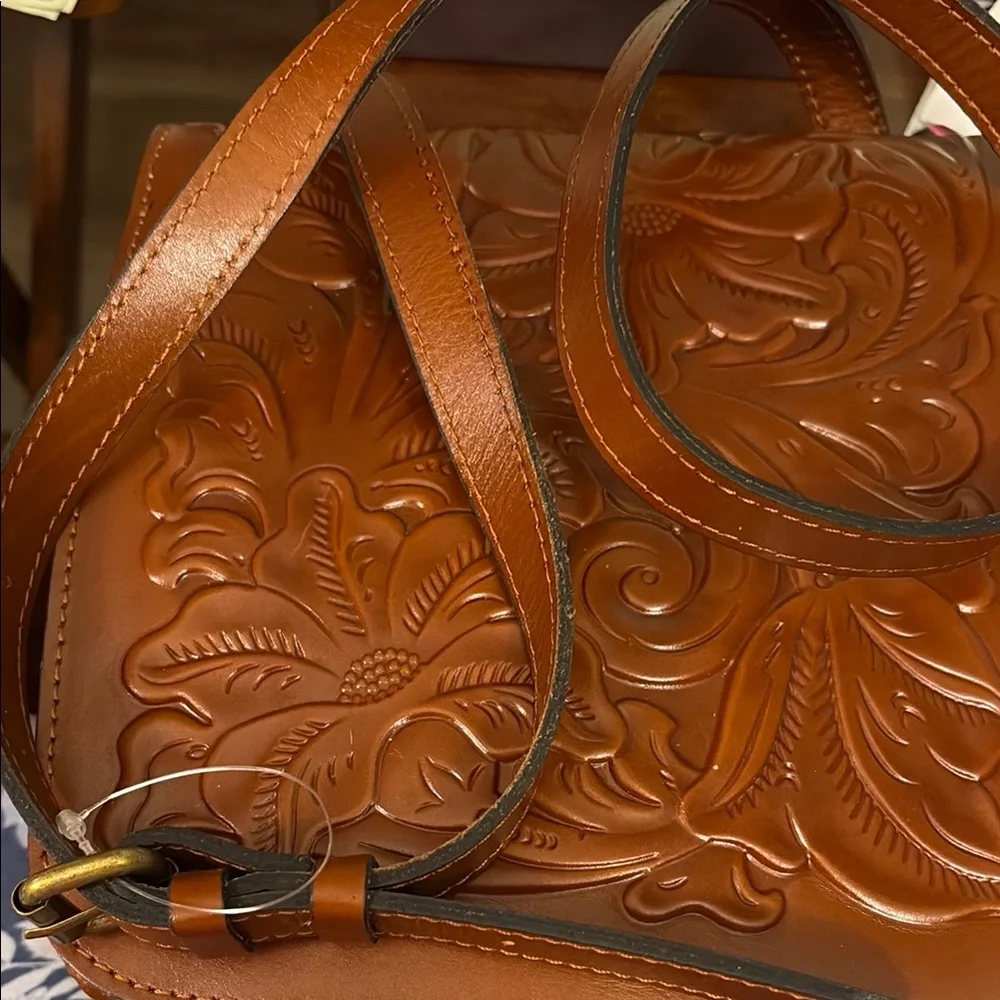 Patricia Nash Brown Embossed  Florence Crossbody Bag  NWOT - Picture 8 of 8